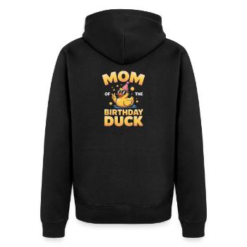 Mom of the Birthday Duck - Unisex Premium Organic Zip Hoodie - black - Back - Nico (187cm)