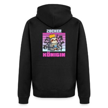 Gambler Queen gaming shirt - Unisex Premium Organic Zip Hoodie - black - Back - Nico (187cm)