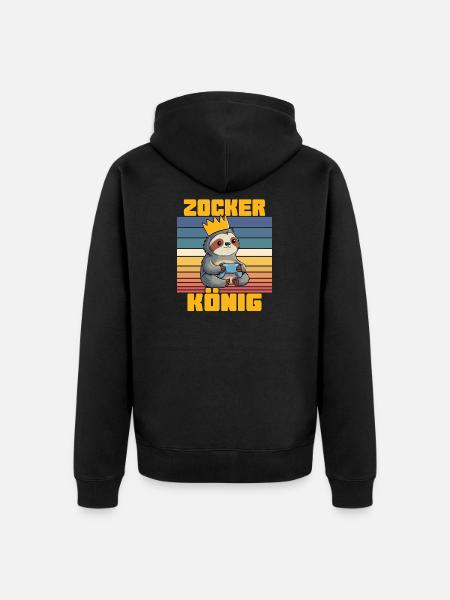 Zocker König - Unisex Premium Bio Zip Hoodie - Schwarz