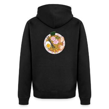 Klassisches Ramen, japanische Nudelschüssel, Foodie-Asiater - Unisex Premium Bio Zip Hoodie - Schwarz - Hinten - Nico (187cm)