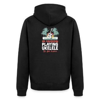 Hawaiian Ukulele Uke I Paused - Unisex Premium Bio Zip Hoodie - Schwarz - Hinten - Nico (187cm)