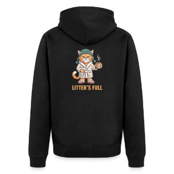 Morning Roast - Unisex Premium Organic Zip Hoodie - black - Back - Nico (187cm)