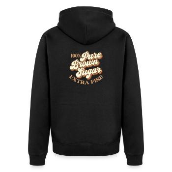 100% Pure Brown Sugar – Melanin Magic - Unisex Premium Organic Zip Hoodie - black - Back - Nico (187cm)