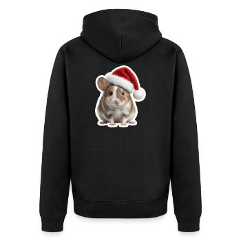 Cute mouse with big Christmas hat - Unisex Premium Organic Zip Hoodie - black - Back - Nico (187cm)