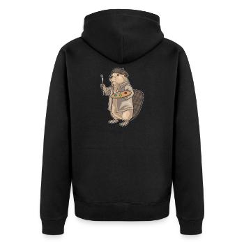 Biber Maler Pinsel Malen - Unisex Premium Bio Zip Hoodie - Schwarz - Hinten - Nico (187cm)