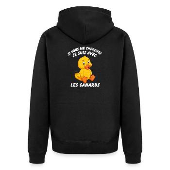 If you're looking for me I'm with the ducks - Unisex Premium Organic Zip Hoodie - black - Back - Nico (187cm)