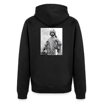 Haile Selassie I Jah Rastafari Rasta Reggae Roots  - Unisex Premium Bio Zip Hoodie - Schwarz - Hinten - Nico (187cm)