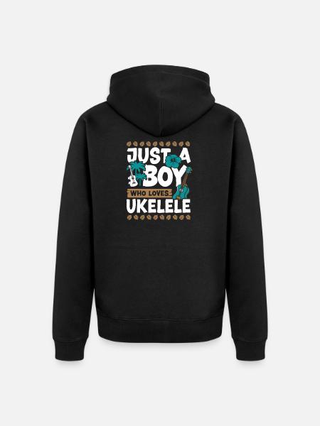 Hawaiian Ukulele Uke Boy Just A - Unisex Premium Bio Zip Hoodie - Schwarz