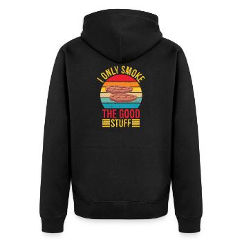 I Only Smoke Good Stuff Funny BBQ Pit Meat Smoke - Unisex Premium Organic Zip Hoodie - black - Back - Nico (187cm)