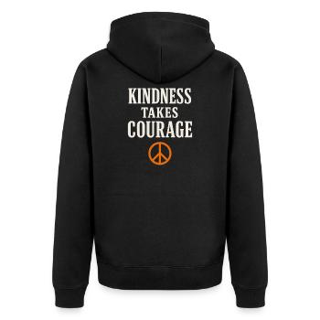 Anti-mobbing-freundlichkeit, Stehen Sie - Unisex Premium Bio Zip Hoodie - Schwarz - Hinten - Nico (187cm)