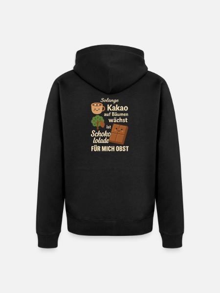 Chocolate is Fruit – Funny Cocoa Motif - Unisex Premium Organic Zip Hoodie - black