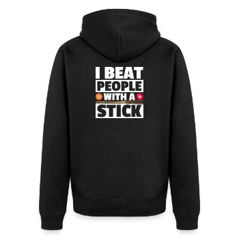 I beat people lustiges Billard Billardspieler - Unisex Premium Bio Zip Hoodie - Schwarz - Hinten - Nico (187cm)