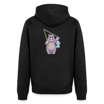 Pêche au poisson hippopotame pêcheur - Veste à capuche bio Premium Unisexe - noir - Dos - Nico (187cm)