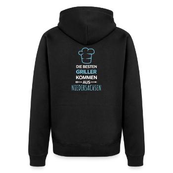 Die besten Griller kommen aus Niedersachsen Design - Unisex Premium Bio Zip Hoodie - Schwarz - Hinten - Nico (187cm)