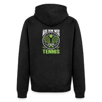 Joueur de tennis offre des tenues de paroles de tennis - Veste à capuche bio Premium Unisexe - noir - Dos - Nico (187cm)