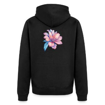 Aquarelles de l’explosion de couleurs de l’hibiscus - Veste à capuche bio Premium Unisexe - noir - Dos - Nico (187cm)