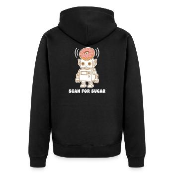 Donut-Roboter: Scan for Sugar - Unisex Premium Bio Zip Hoodie - Schwarz - Hinten - Nico (187cm)