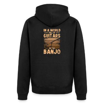 Soyez le joueur de banjo country bluegrass - Veste à capuche bio Premium Unisexe - noir - Dos - Nico (187cm)