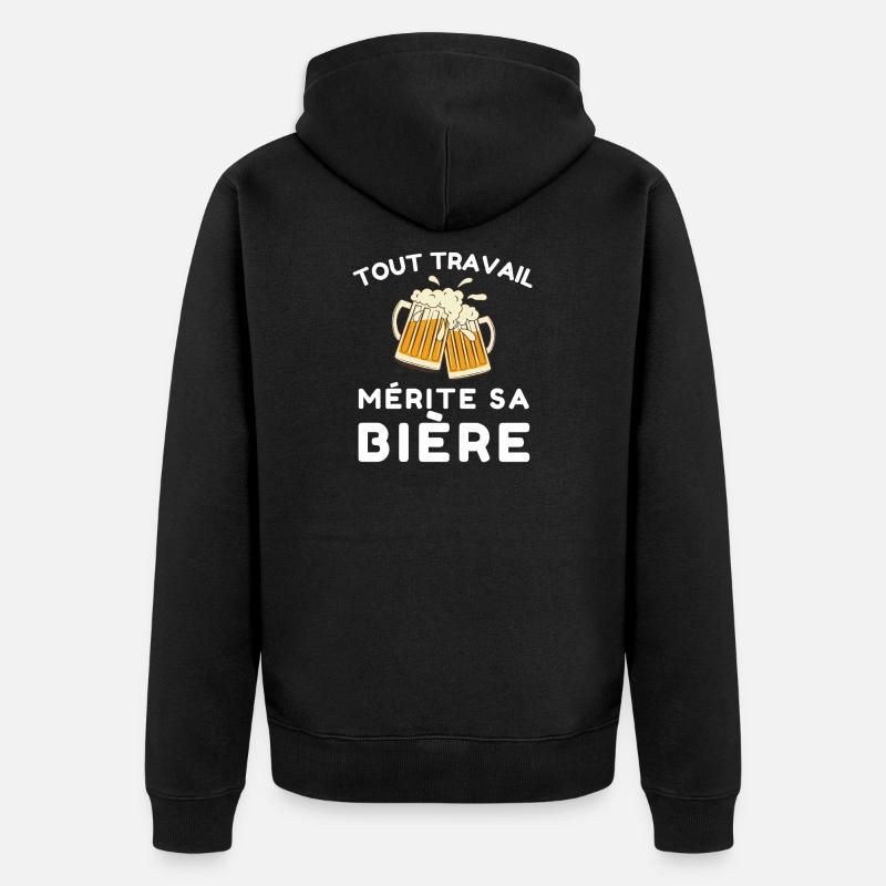 Tout travail mérite sa bière - Veste à capuche bio Premium Unisexe - noir