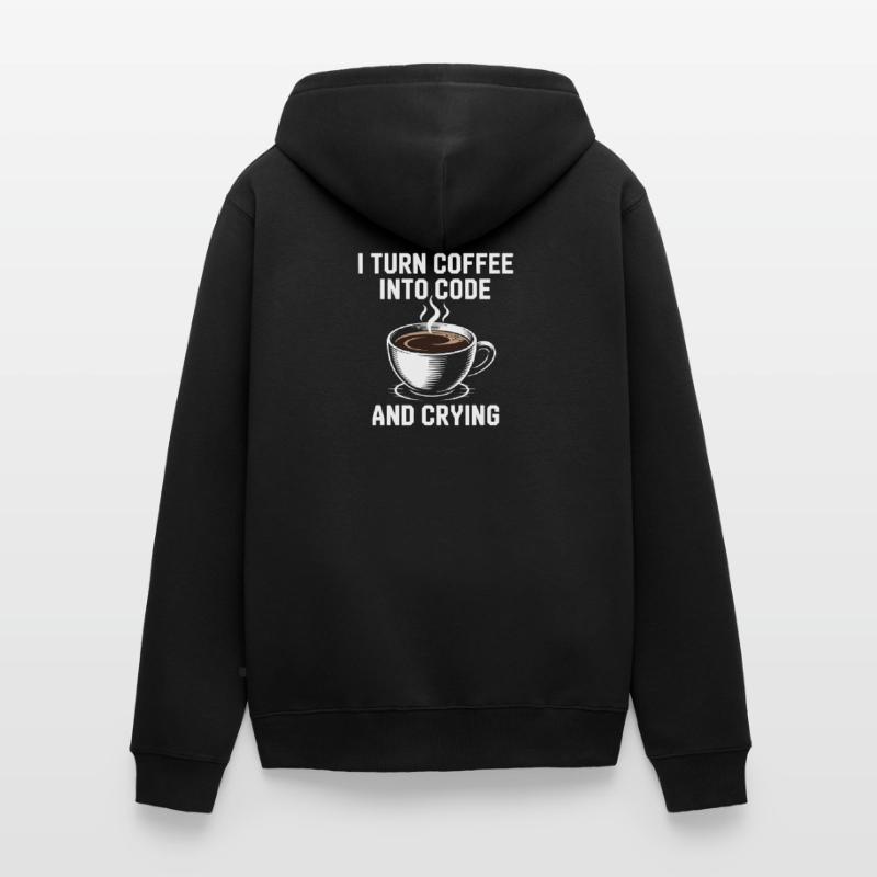 Coffee and programming debugging humor for Softwar Unisex Premium Organic Zip Hoodie