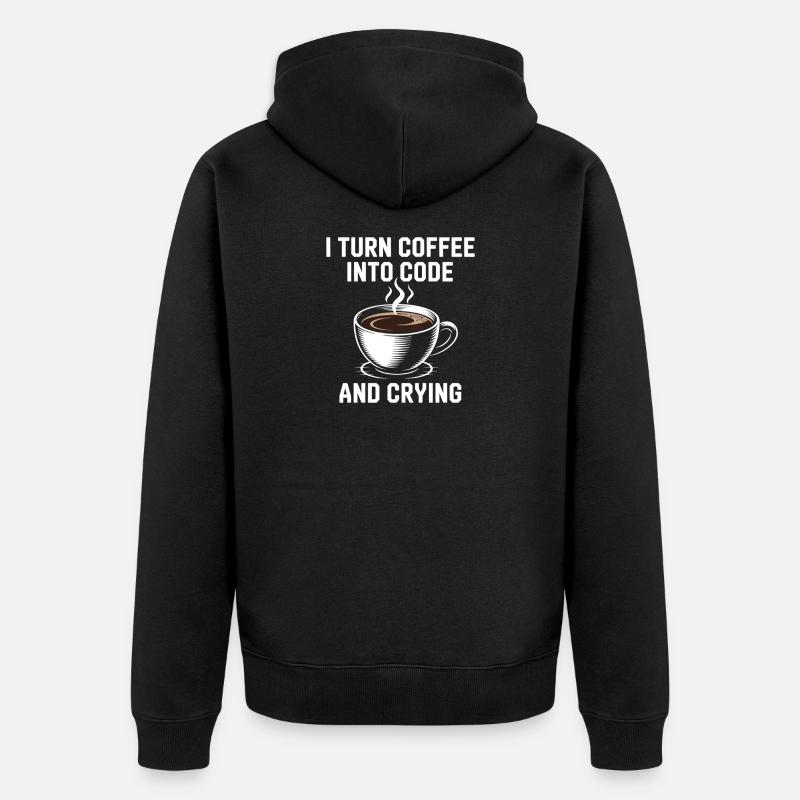 Kaffee und Programmier-Debugging-Humor für Softwar - Unisex Premium Bio Zip Hoodie - Schwarz