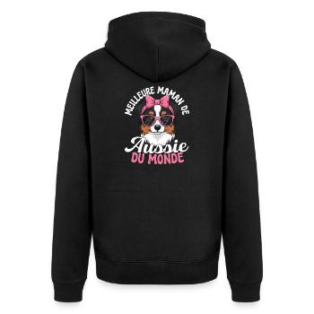 The best Australian dog mom in the world - Unisex Premium Organic Zip Hoodie - black - Back - Nico (187cm)