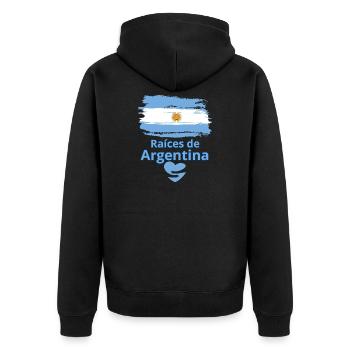 Argentina's Roots: Albiceleste Pride - Unisex Premium Organic Zip Hoodie - black - Back - Nico (187cm)