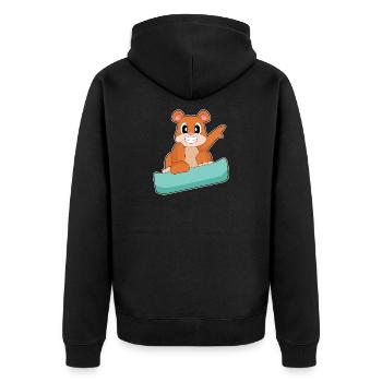 Bear Snowboarder Snowboard Winter Sports - Unisex Premium Organic Zip Hoodie - black - Back - Nico (187cm)