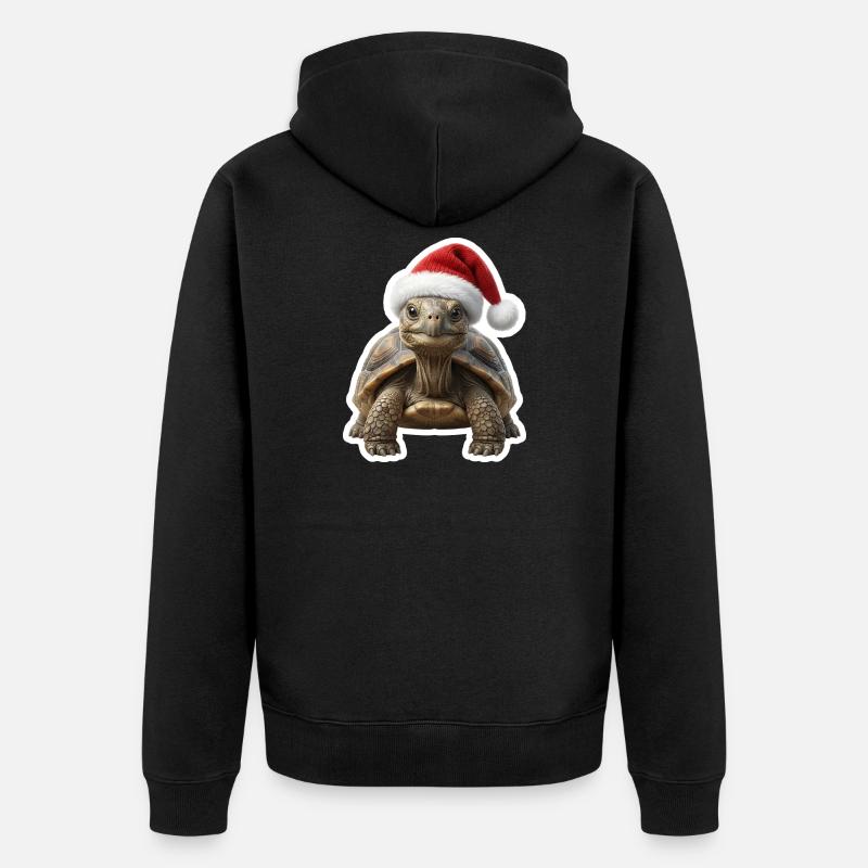 Gemuetliche Schildkroete feiert langsam - Unisex Premium Bio Zip Hoodie - Schwarz