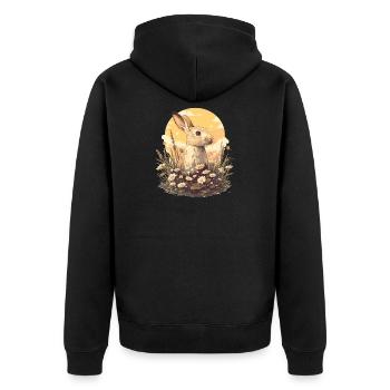Hasen Hase - Unisex Premium Bio Zip Hoodie - Schwarz - Hinten - Nico (187cm)
