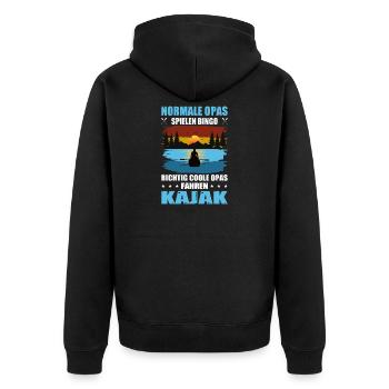 Kayaker Grandpa Gifts Kayak Water Sports Outfit - Unisex Premium Organic Zip Hoodie - black - Back - Nico (187cm)