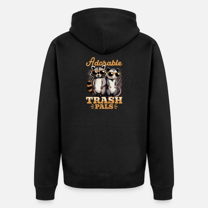 Opossum et raton laveur drôles - Veste à capuche bio Premium Unisexe - noir