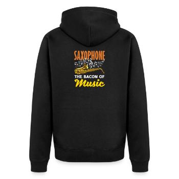 Saxophone Saxophonist The bacon of music - Unisex Premium Organic Zip Hoodie - black - Back - Nico (187cm)