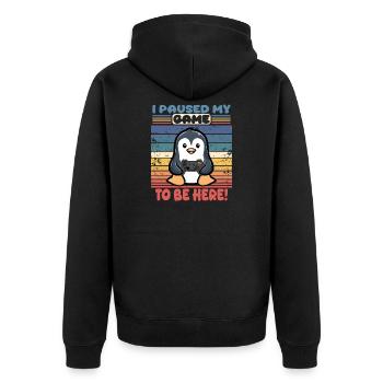 i paused my game to be here! - Unisex Premium Organic Zip Hoodie - black - Back - Nico (187cm)