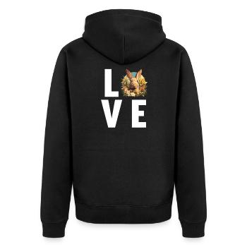 Hasen Hase - Unisex Premium Bio Zip Hoodie - Schwarz - Hinten - Nico (187cm)