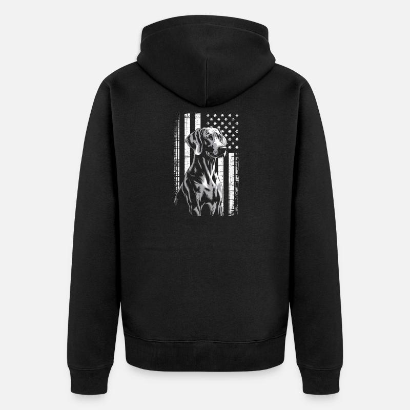 Chien gris avec rayures étoilées - Veste à capuche bio Premium Unisexe - noir