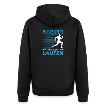 Joggen Geschenk Jogger Laufsport Sport Fitness - Unisex Premium Bio Zip Hoodie - Schwarz - Hinten - Nico (187cm)
