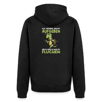 Joggen Geschenk Jogger Laufsport Sport Fitness - Unisex Premium Bio Zip Hoodie - Schwarz - Hinten - Nico (187cm)