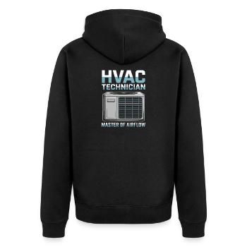 HVAC Technician Cooling Technology Gift Men Professionals - Unisex Premium Organic Zip Hoodie - black - Back - Nico (187cm)
