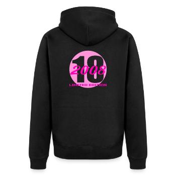 18. Geburtstag Limited Edition 2008 Jahrgang 2008 - Unisex Premium Bio Zip Hoodie - Schwarz - Hinten - Nico (187cm)