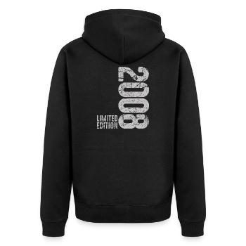 18. Geburtstag Junge Mädchen 18 Jahre 2008 Lustig - Unisex Premium Bio Zip Hoodie - Schwarz - Hinten - Nico (187cm)