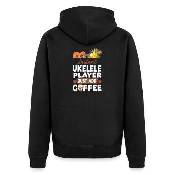 Hawaiian Ukulele Uke Coffee - Unisex Premium Bio Zip Hoodie - Schwarz - Hinten - Nico (187cm)