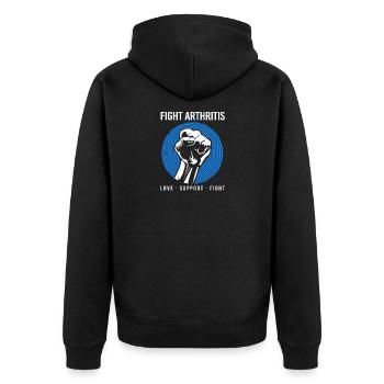 Rheuma Arthritis - Unisex Premium Bio Zip Hoodie - Schwarz - Hinten - Nico (187cm)