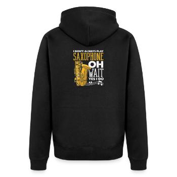 Saxophonliebhaber Saxophonist Spielt Immer - Unisex Premium Bio Zip Hoodie - Schwarz - Hinten - Nico (187cm)