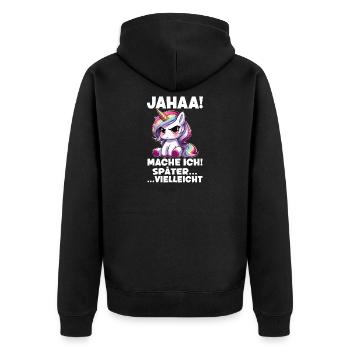 yes, maybe I'll make unicorn lovers later - Unisex Premium Organic Zip Hoodie - black - Back - Nico (187cm)