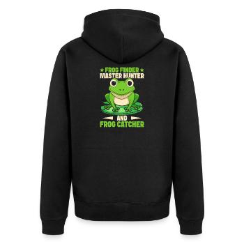 Frog Catcher Frog Finder Master Hunter Frog - Unisex Premium Bio Zip Hoodie - Schwarz - Hinten - Nico (187cm)
