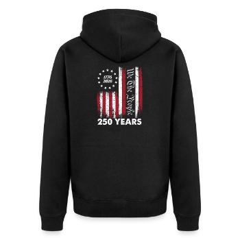 Nous, le Peuple, 250 ans 1776 à 2026 Fierté des États-Unis - Veste à capuche bio Premium Unisexe - noir - Dos - Nico (187cm)