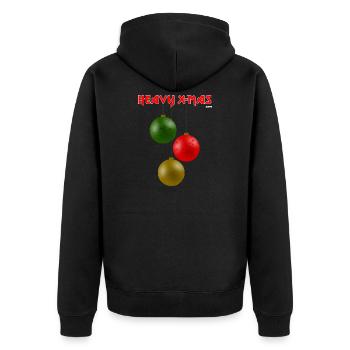 HEAVY X-MAS, traditionell - Unisex Premium Bio Zip Hoodie - Schwarz - Hinten - Nico (187cm)