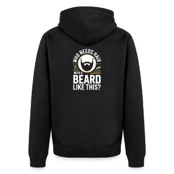 Who Needs Hair With A Beard Like This Bart Glatze - Unisex Premium Organic Zip Hoodie - black - Back - Nico (187cm)