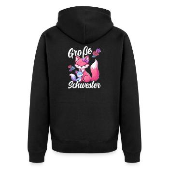 Große Schwester Fuchsliebhaber Geschwister - Unisex Premium Bio Zip Hoodie - Schwarz - Hinten - Nico (187cm)